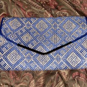 Blue Geometric Pattern Clutch